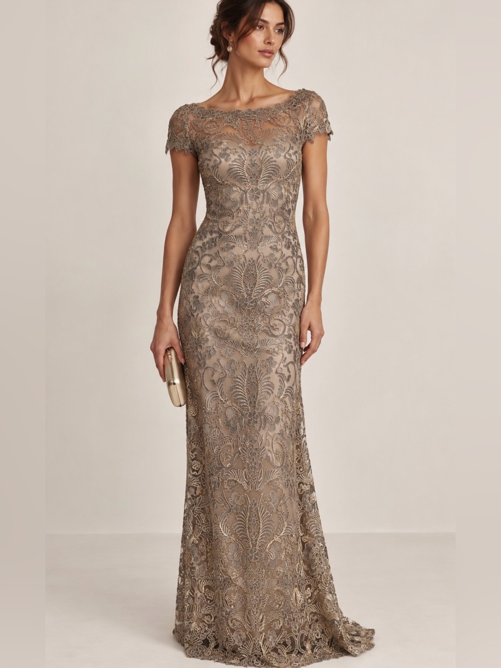 Tadashi Shoji Illusion Yoke Gown